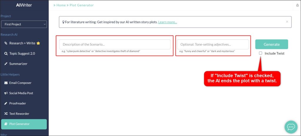 ai writer plot twist feature