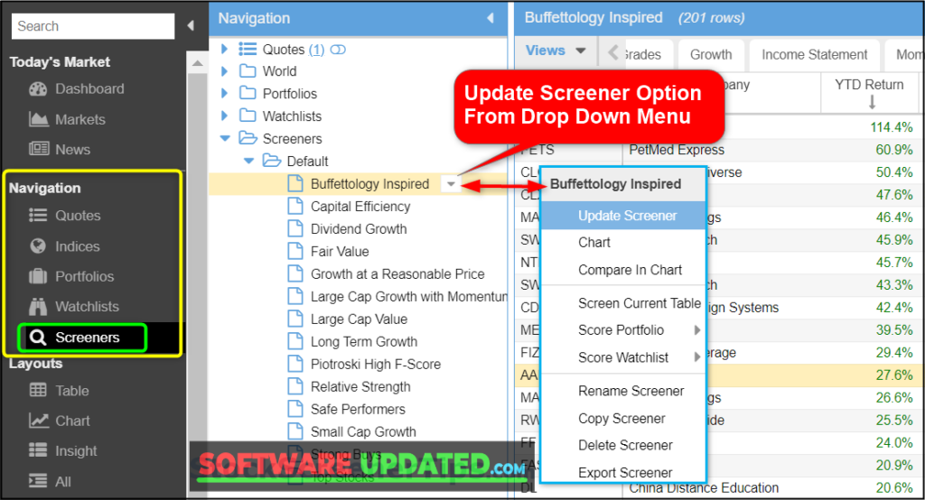 stock rover update stock screener