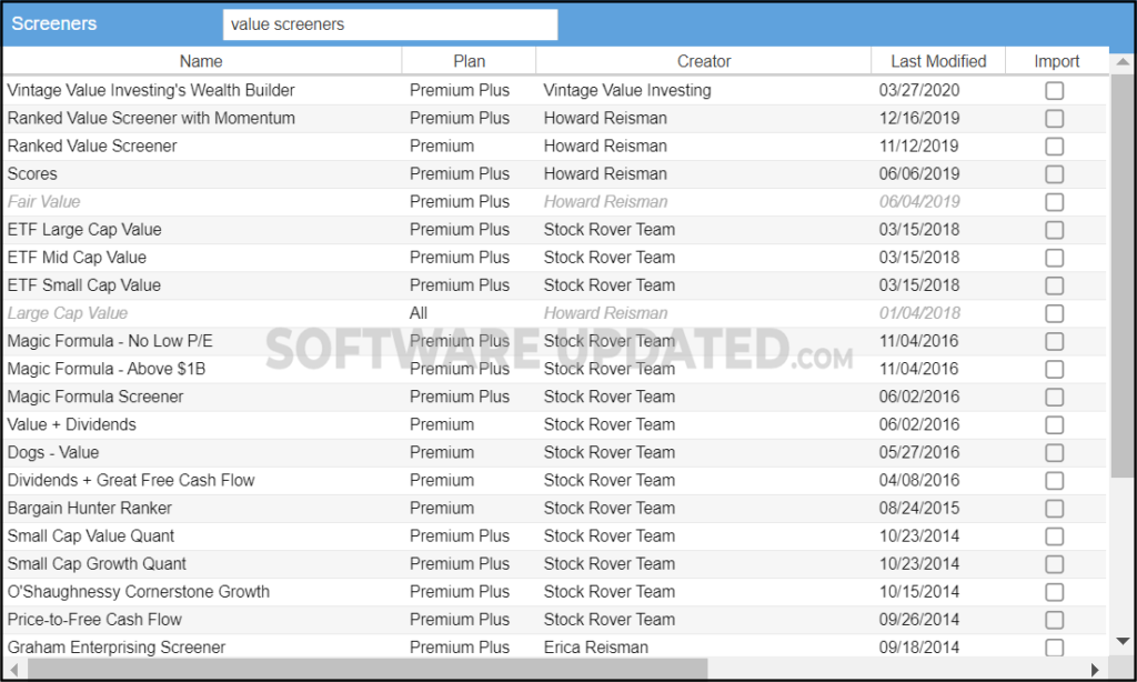 value stock screeners