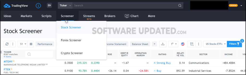 dividend stock screener - home