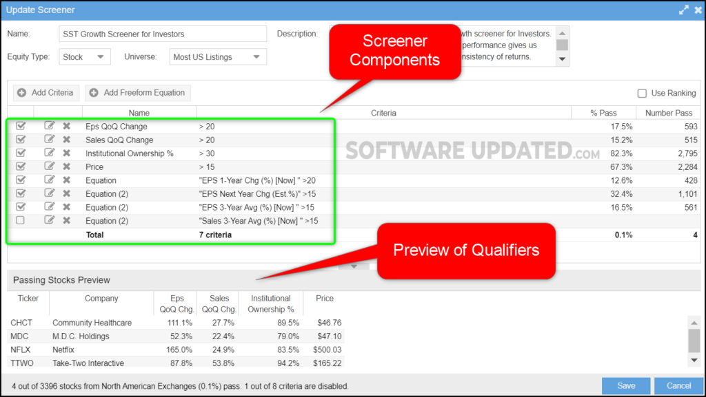 high growth stock screener criteria investors