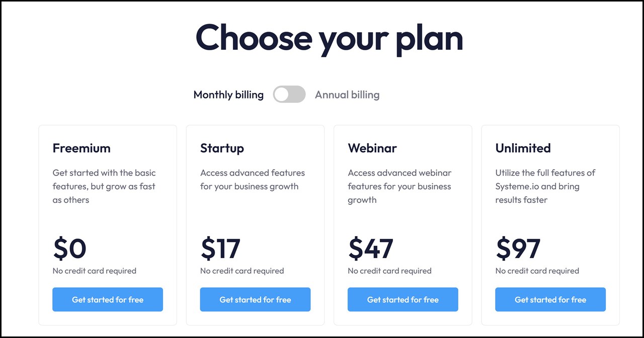 systeme.io pricing