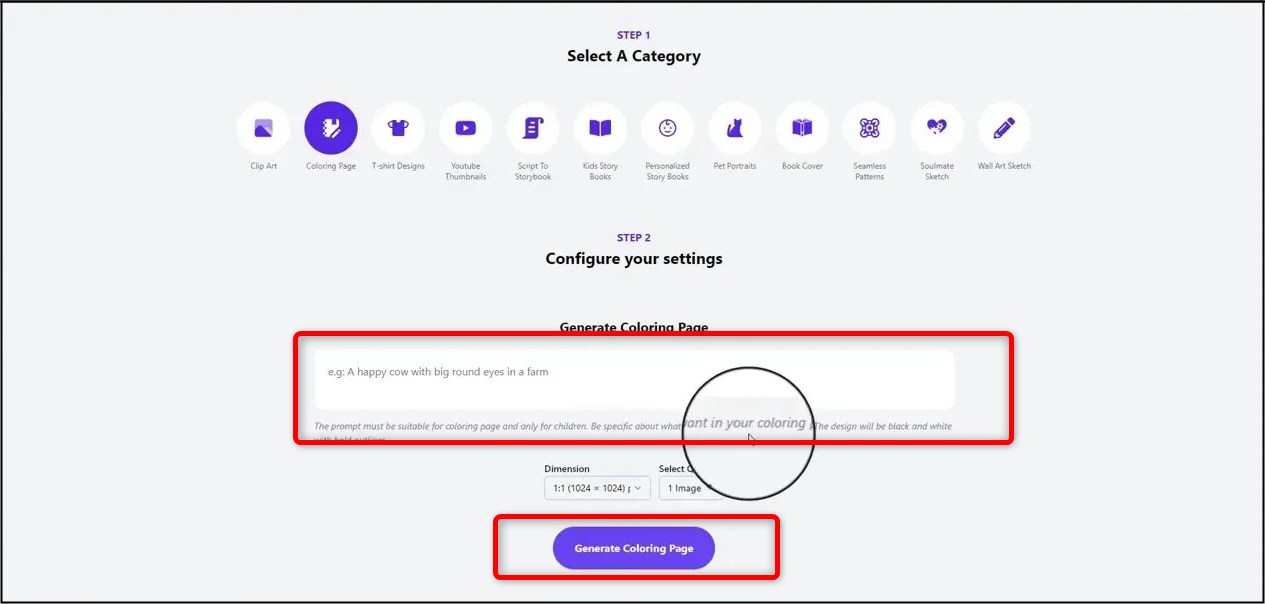 coloring book prompt for AI