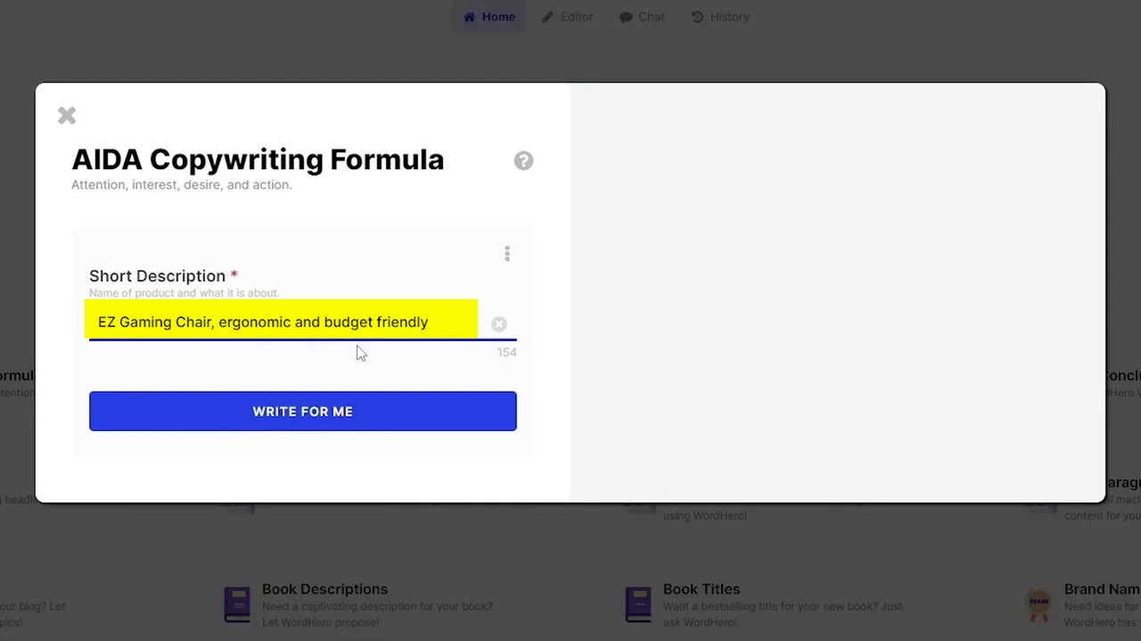 AIDA copywriting prompt