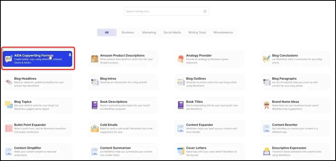 wordhero AIDA copywriting-formula