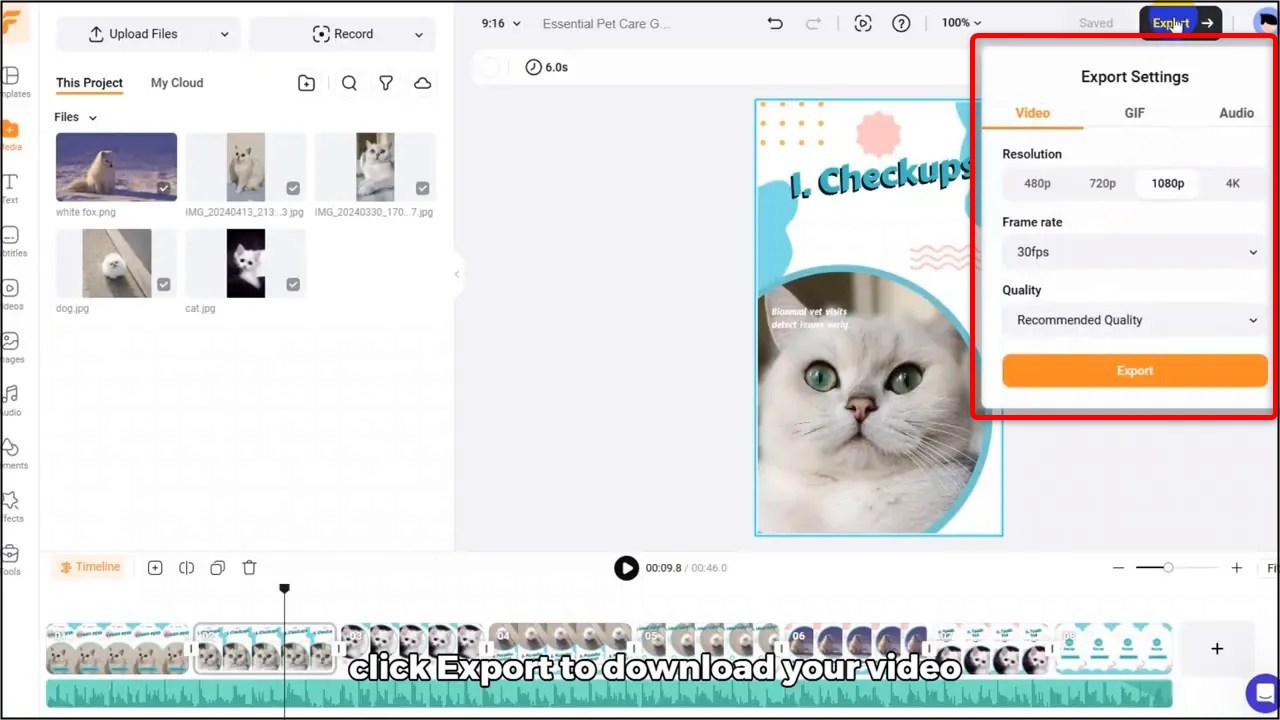 step 6 export and download video